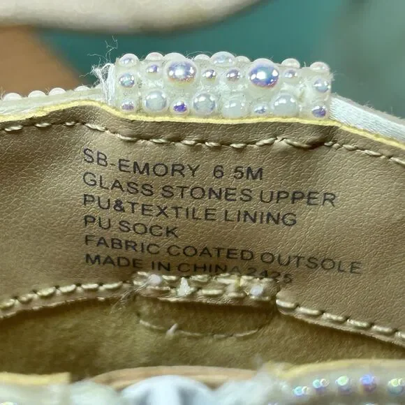 Betsey Johnson Emory Pearl Rhinestone Western Cowboy Boot Bridal Blue Sole 6.5 - Picture 7 of 8